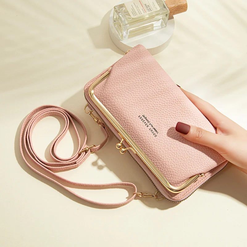 Litchi Pattern Large Capacity Shoulder Messenger Bag Wallet Female