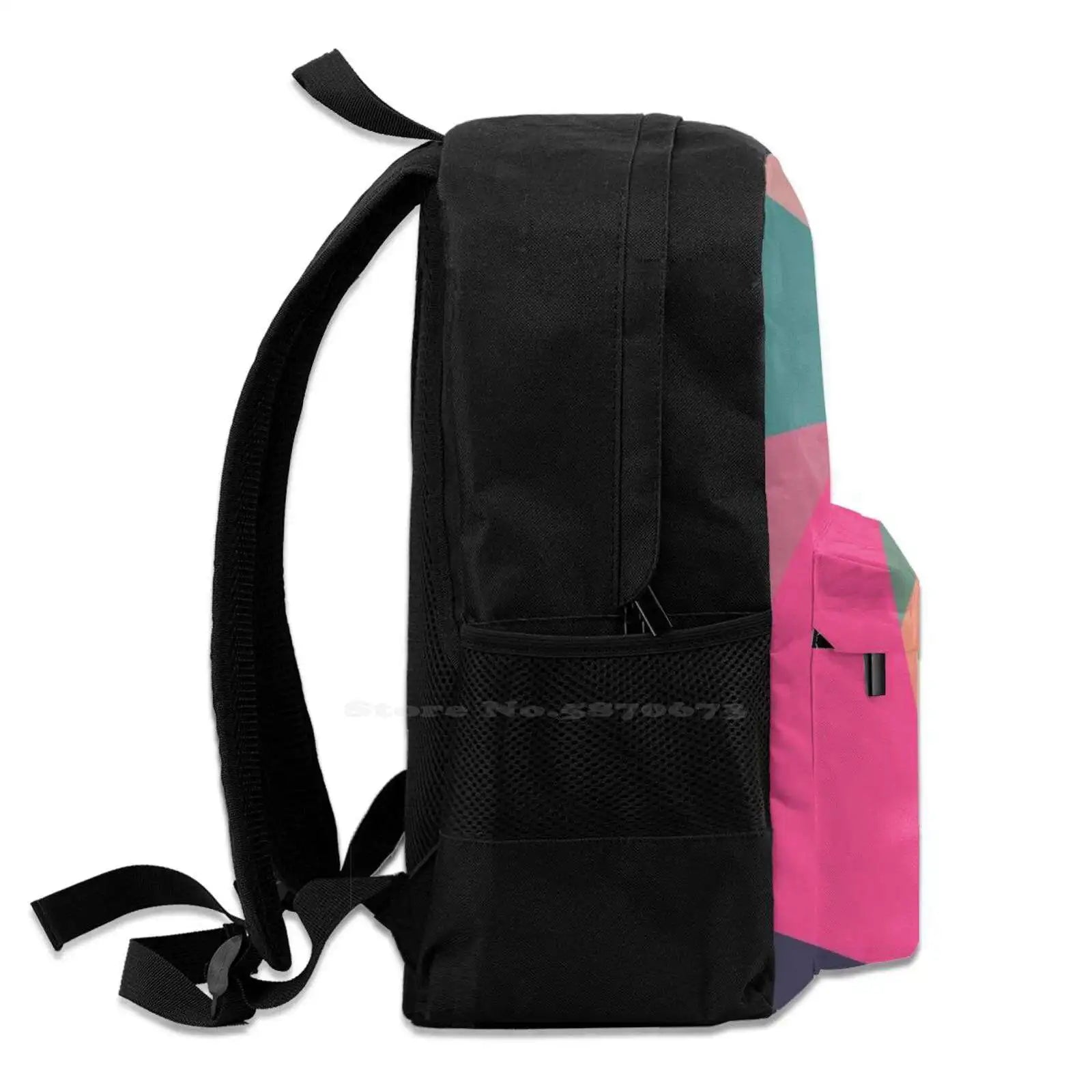 Modern Triangle 3D Print Backpack Casual Bag Colorful Living Room Messy