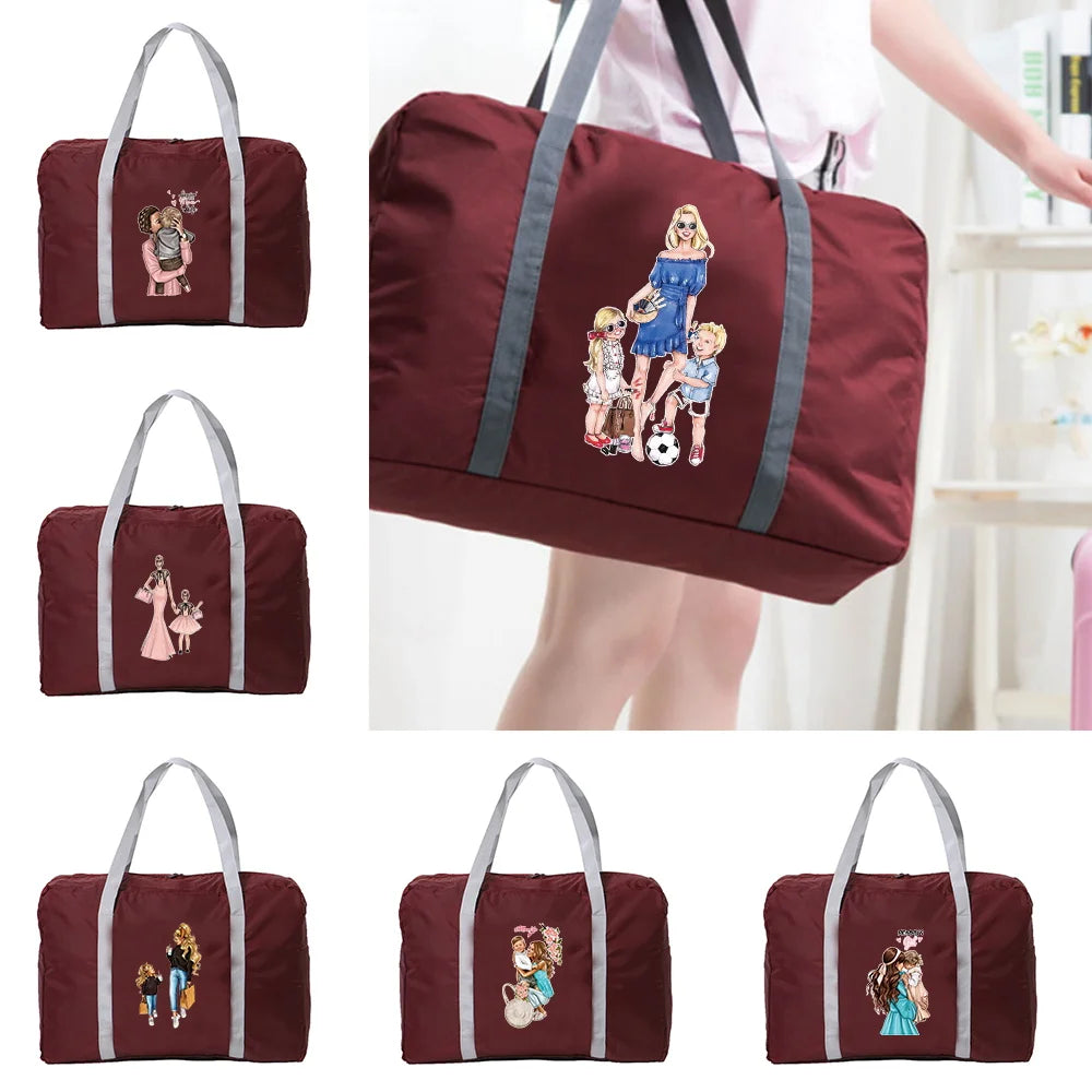 Mom Series Printing Travel Bag Foldable Handbag Organizers