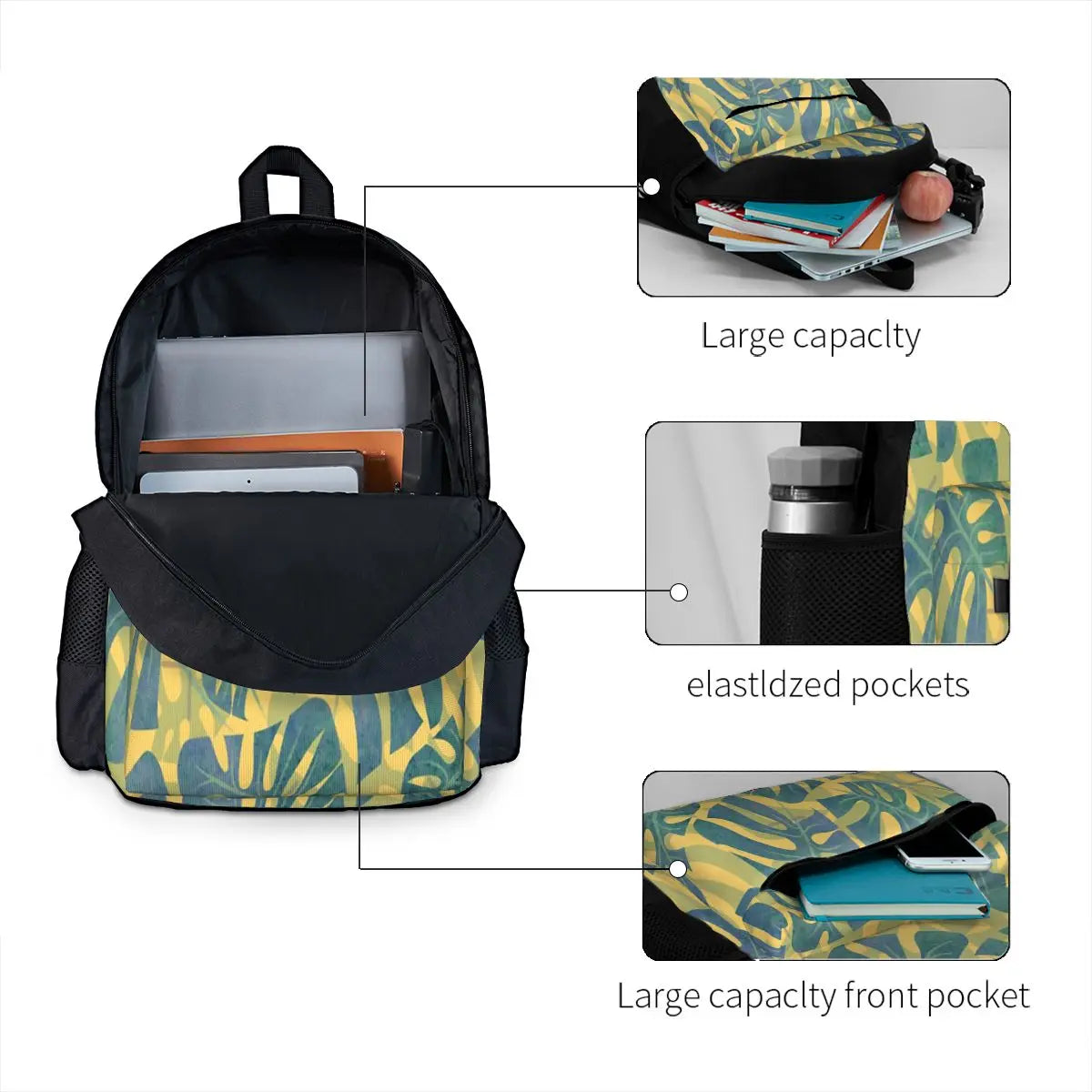 Monstera Maze Backpacks Men's Rucksack Waterproof