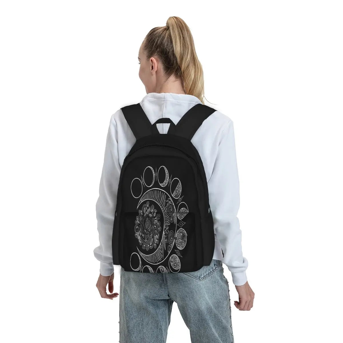 Moon Phases At Midnight Backpacks Men's Backpacks Bags For Women Vintage