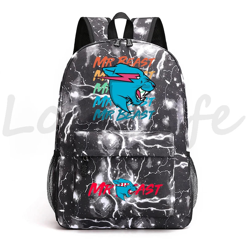 Lightning Cat School Backpack Boys Girls Cartoon Bookbag Men Casual Bagpacks
