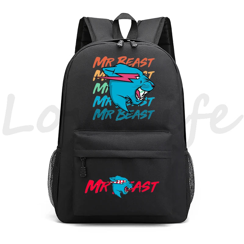 Lightning Cat School Backpack Boys Girls Cartoon Bookbag Men Casual Bagpacks