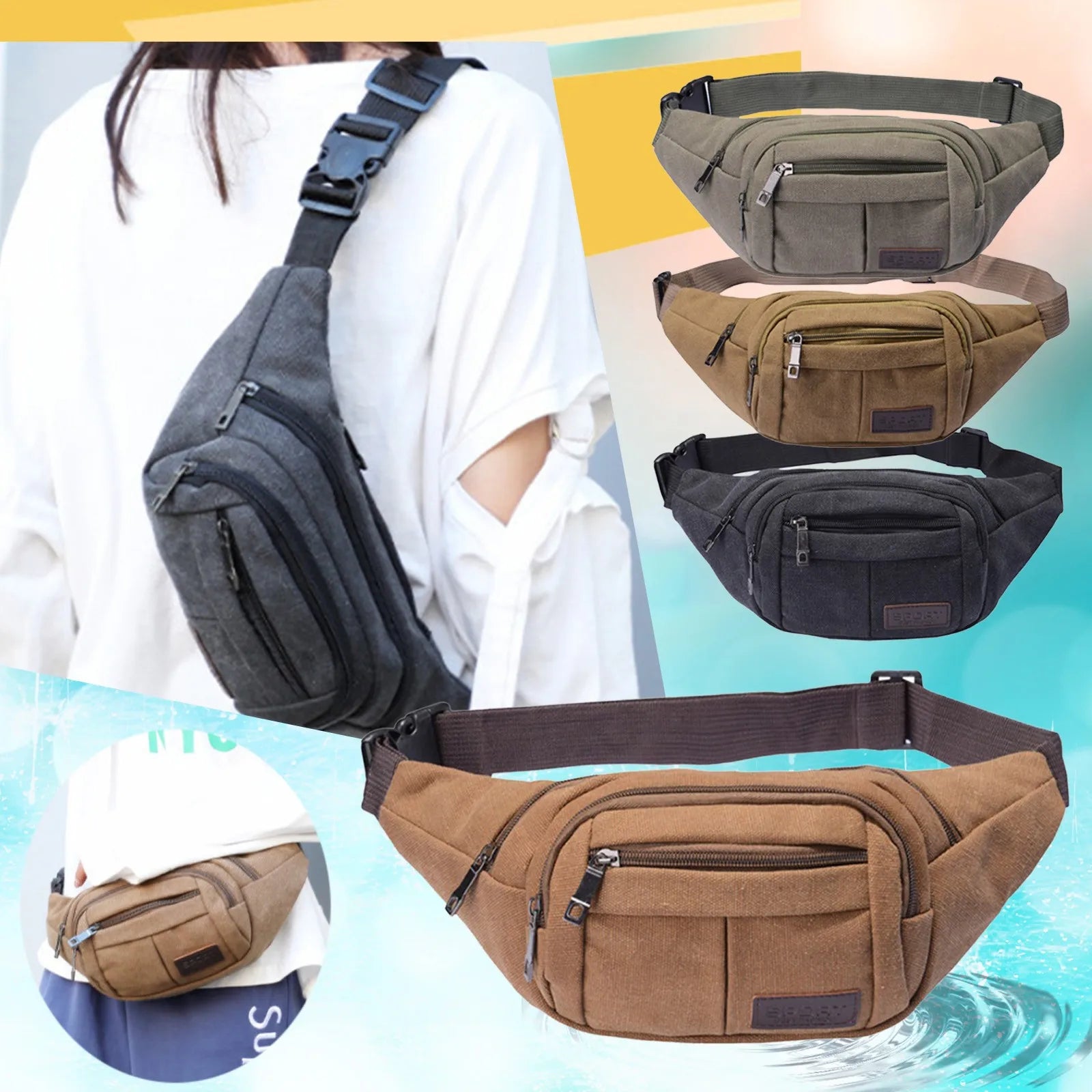 Waterproof Canvas Chest Bag for Men and Women