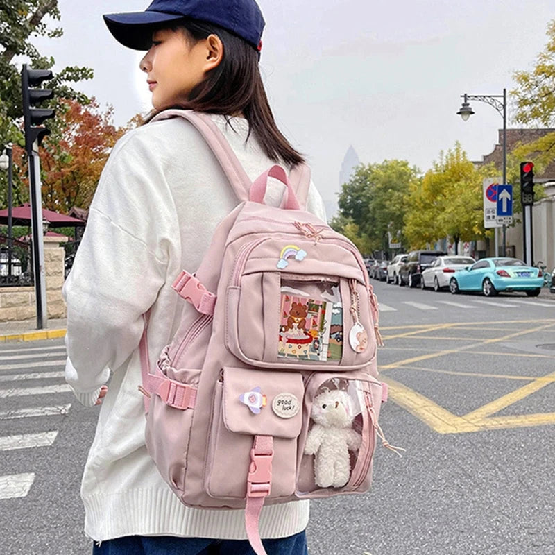Large Capacity Multi-Pocket Nylon School Backpack