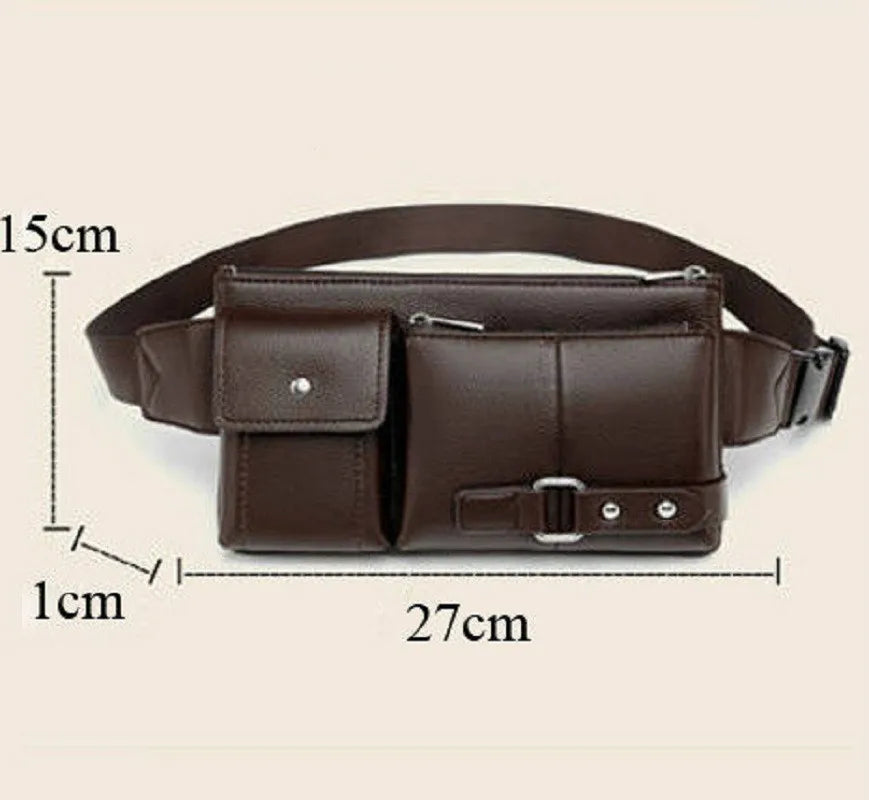Slim Leather Fanny Pack Waist Bag Adjustable Belt Strap