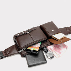 Slim Leather Fanny Pack Waist Bag Adjustable Belt Strap