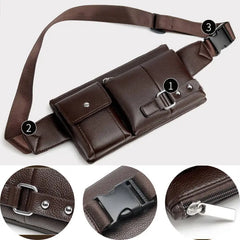 Slim Leather Fanny Pack Waist Bag Adjustable Belt Strap