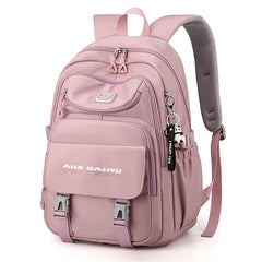 Multi-Pocket Nylon School Backpack for Students - Casual Laptop Book Pack