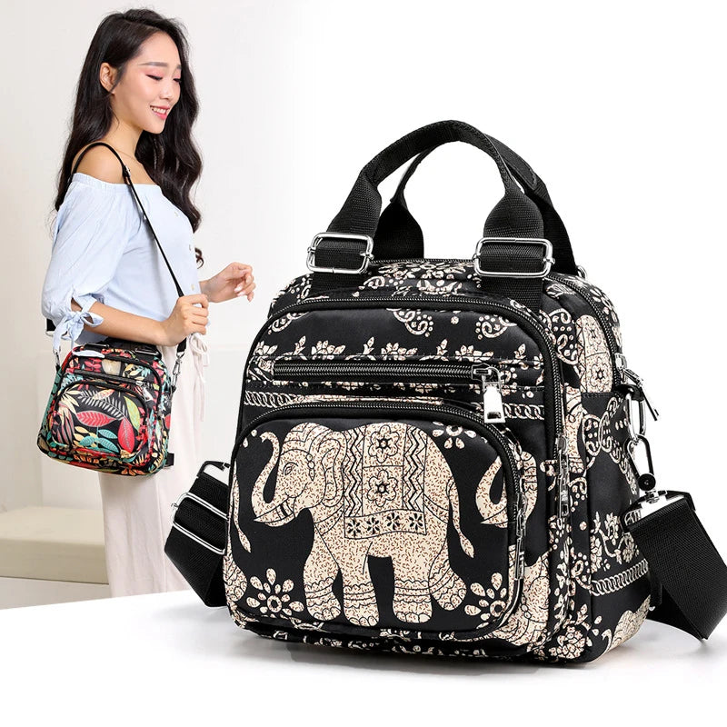 Multi-function Vintage Printing Bag Shoulder Crossbody Tote Handbags Purses