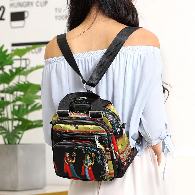 Multi-function Vintage Printing Bag Shoulder Crossbody Tote Handbags Purses