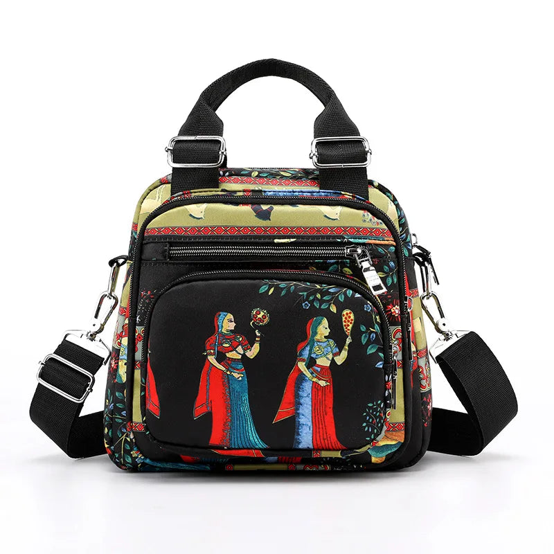 Multi-function Vintage Printing Bag Shoulder Crossbody Tote Handbags Purses