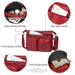Leather Crossbody Bag Riveted Handbags Female Shoulder Totes Purse