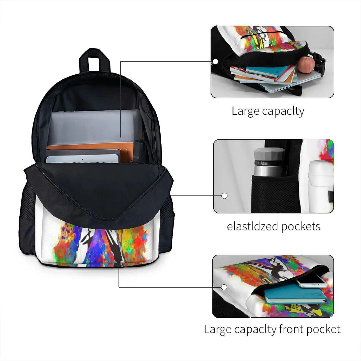 Multicolor Freddie Backpacks Men's & Women's Reusable Bag