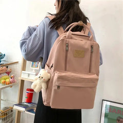 Double Zipper Women Backpack Teenager Girls Laptop Backpack Schoolbag