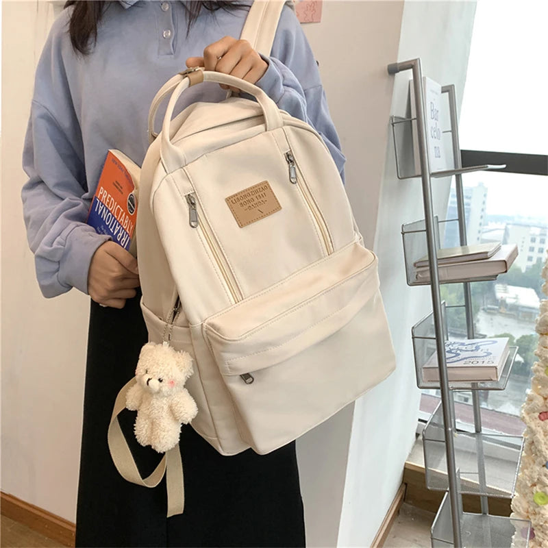Multifunction Double Zipper Women Backpack Teenager Girls Laptop Backpack