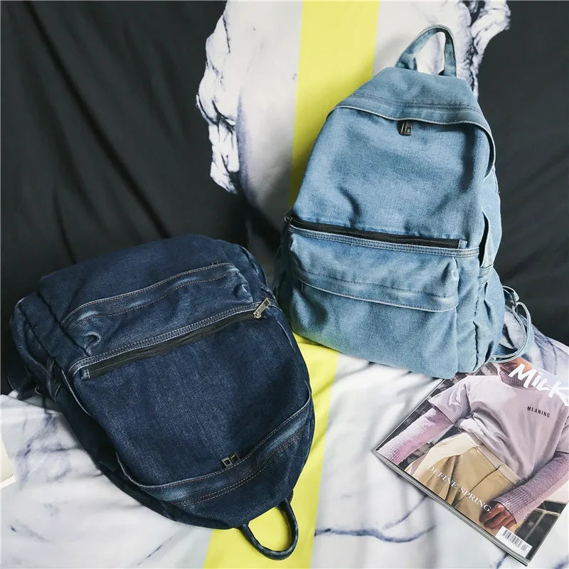 High Denim Multifunction Backpack School Bag Student
