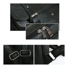 Men's Solid Leather Business Backpack