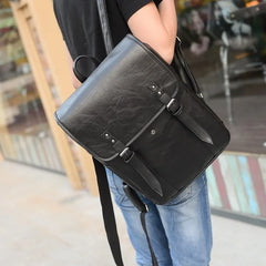 Men's Solid Leather Business Backpack