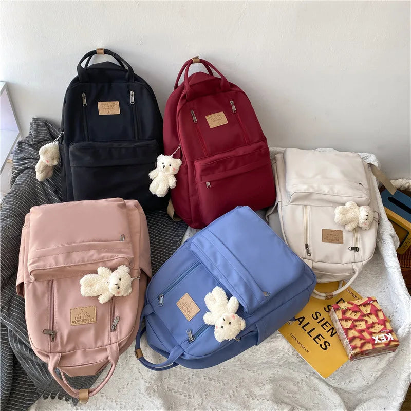 Simplicity Double Zipper Women's Backpack Girls Laptop Travel Shoulder Bag