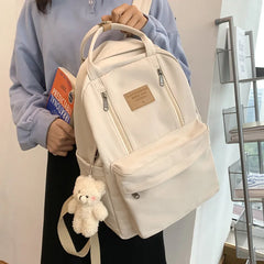 Simplicity Double Zipper Women's Backpack Girls Laptop Travel Shoulder Bag
