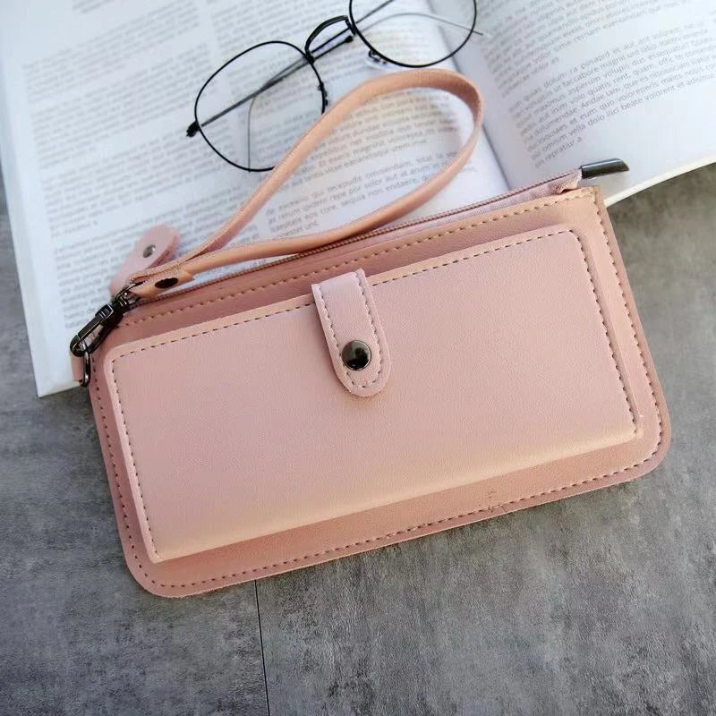 Women Wallet PU Leather Long Wallets Clutch Buckle Zipper Student Purse