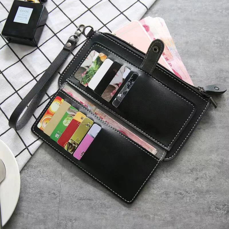 Women Wallet PU Leather Long Wallets Clutch Buckle Zipper Student Purse