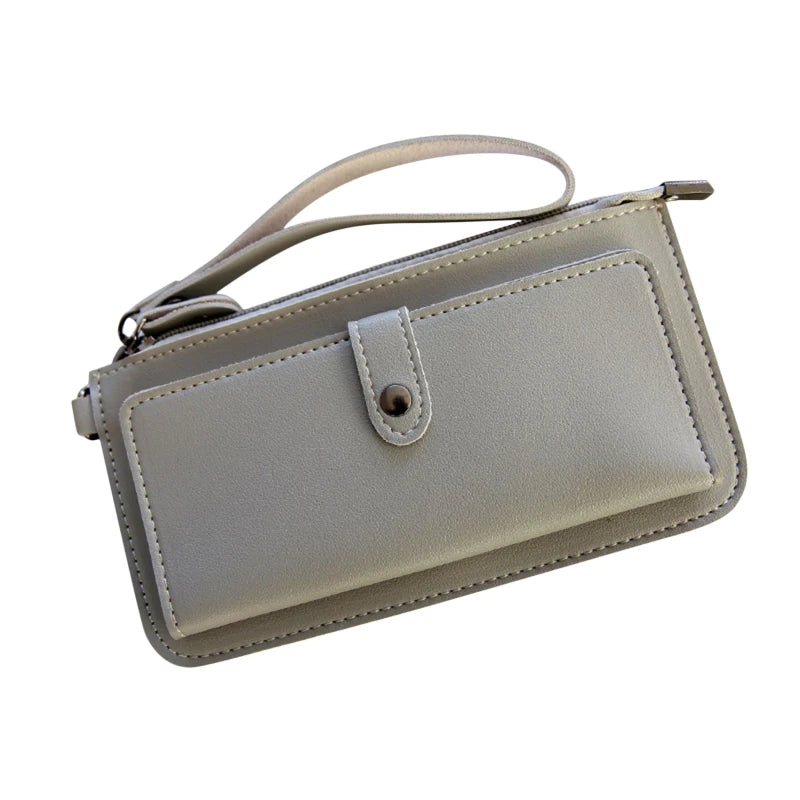 Women PU Leather Long Wallet Clutch Purse Zipper