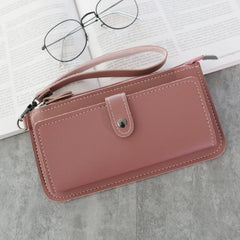 Women PU Leather Long Wallet Clutch Purse Zipper