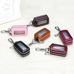 Leather Key Wallet Unisex Bag Key Holders Double Zipper Keychain Case