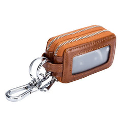 Leather Key Wallet Unisex Bag Key Holders Double Zipper Keychain Case