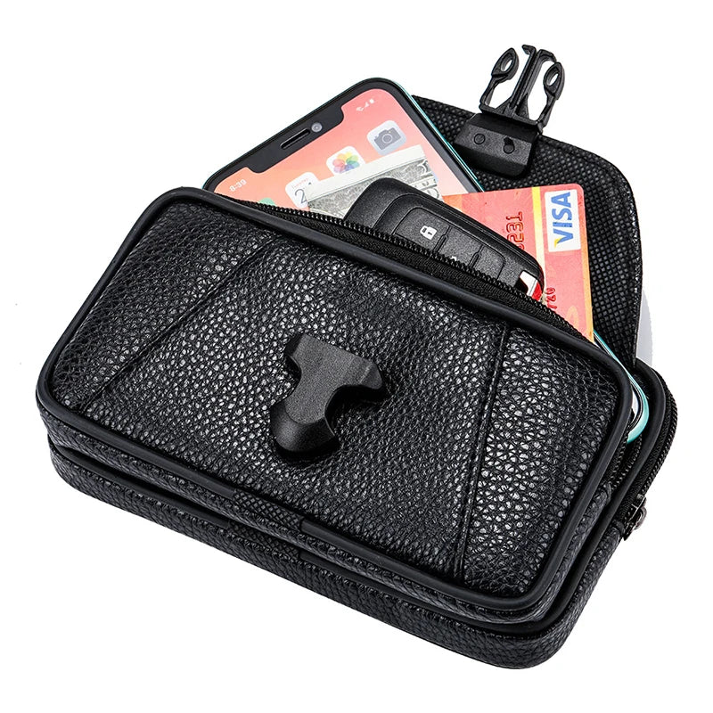 Men's Leather Belt Bag Business Style Wallet Case