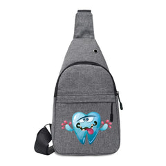 Men Chest Pack Shoulder Crossbody Bag Teeth Print Travel Sling