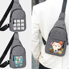 Men Chest Pack Shoulder Crossbody Bag Teeth Print Travel Sling
