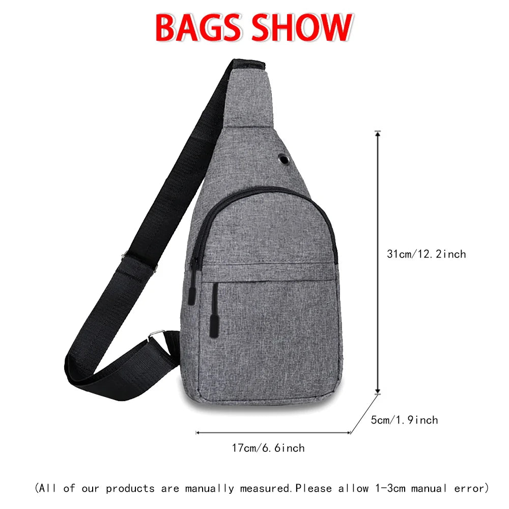 Men Chest Pack Shoulder Crossbody Bag Teeth Print Travel Sling