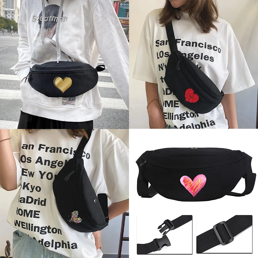 Love Pattern Printing Men Waist Bag Outdoor Sports Shoulder Bag Cycling Bag