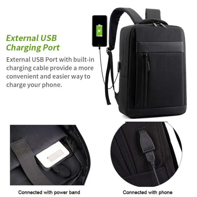 Waterproof Business Laptop Backpack with USB Charging