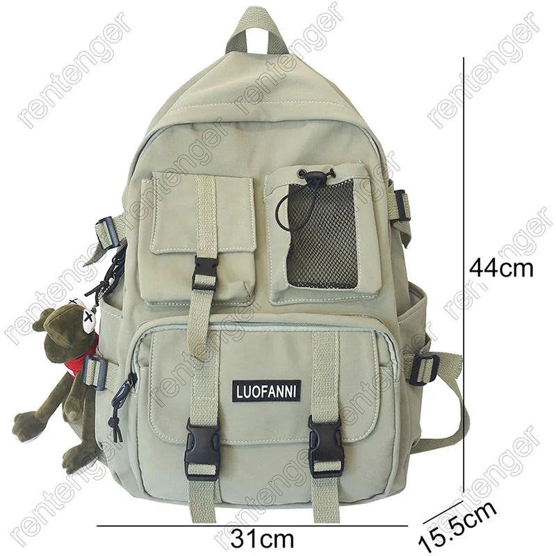 Multifunctional Teenager Laptop Backpack Women Canvas School Bag High Student