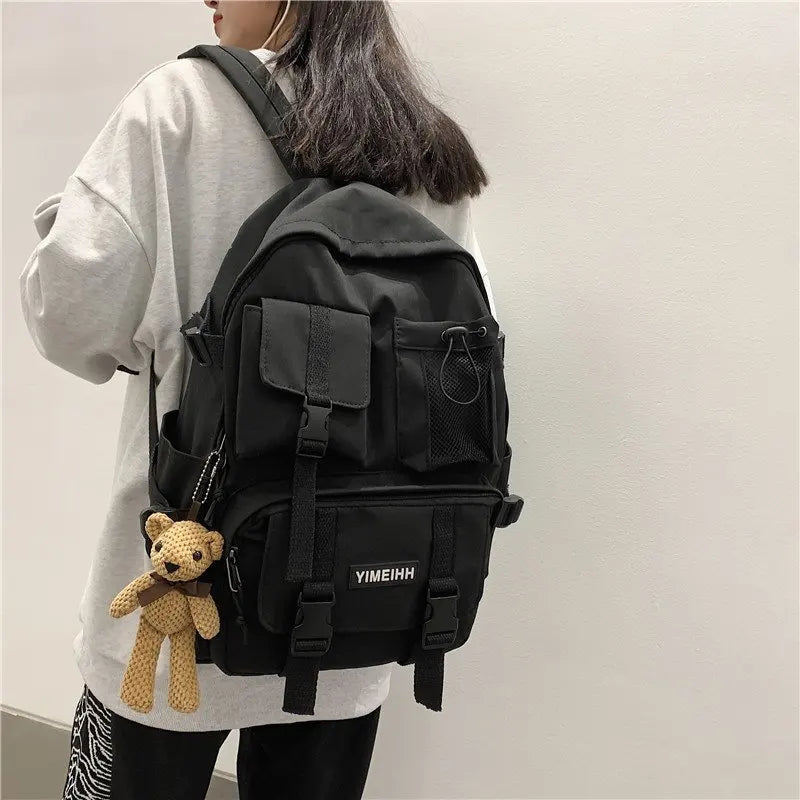 Multifunctional Teenager Laptop Backpack Women Canvas School Bag High Student