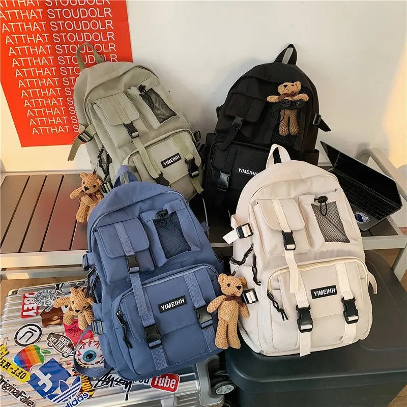 Multifunctional Teenager Laptop Backpack Women Canvas School Bag High Student