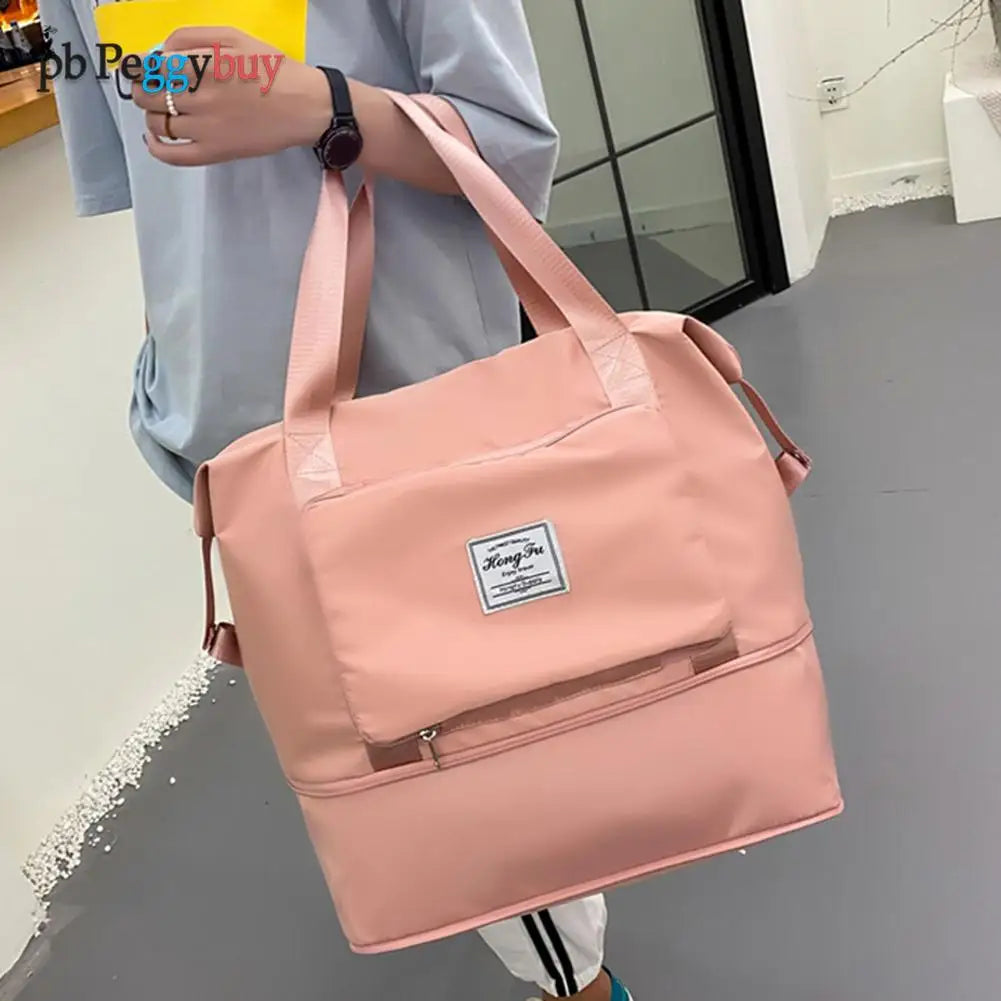 Foldable Shoulder Bag Gym Tote Handbag Women Clothing Carrier