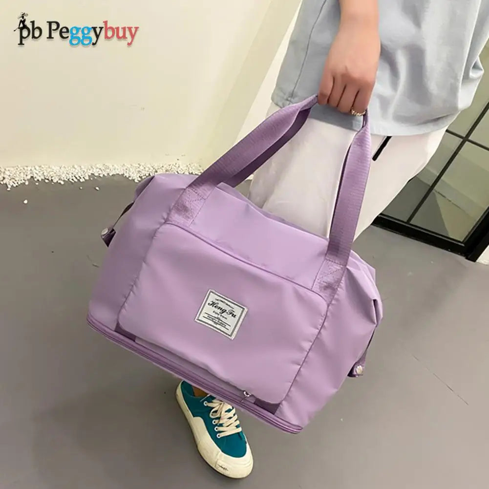 Foldable Shoulder Bag Gym Tote Handbag Women Clothing Carrier