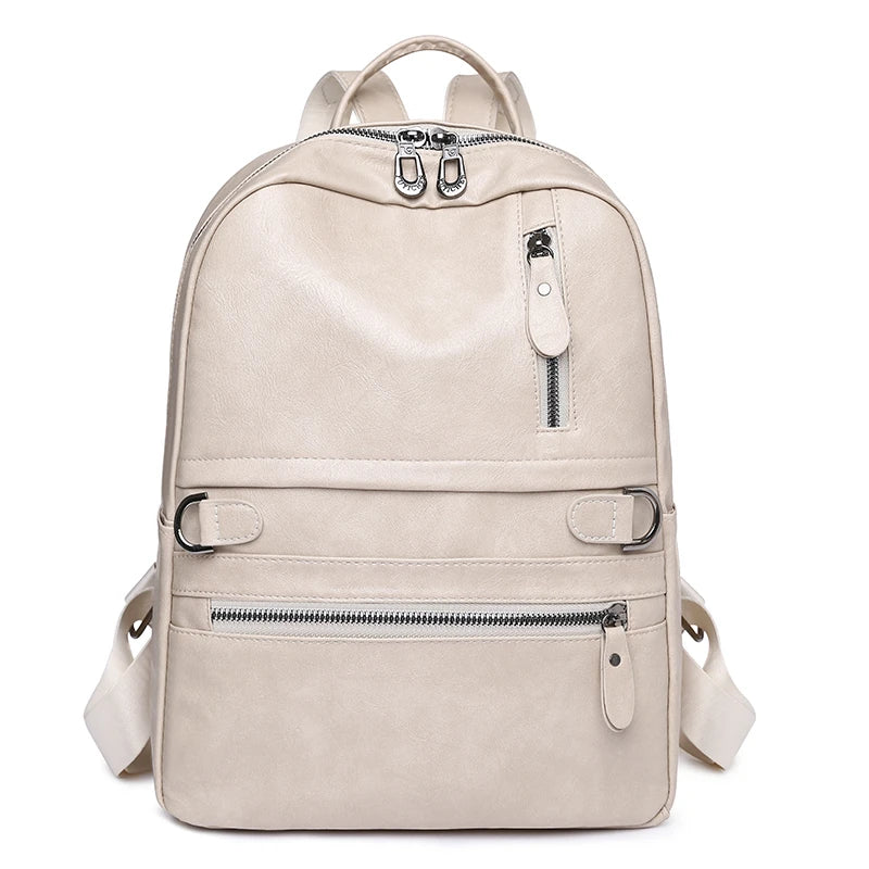 Vintage Women Backpack Large Capacity Student School Bag Cowhide Female Satchels