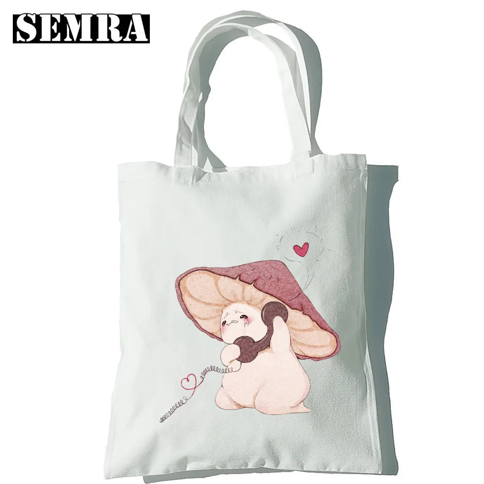 Mushroom Herbology Classic Women Canvas Tote Bag Large Capacity