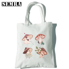 Mushroom Herbology Classic Women Canvas Tote Bag Large Capacity