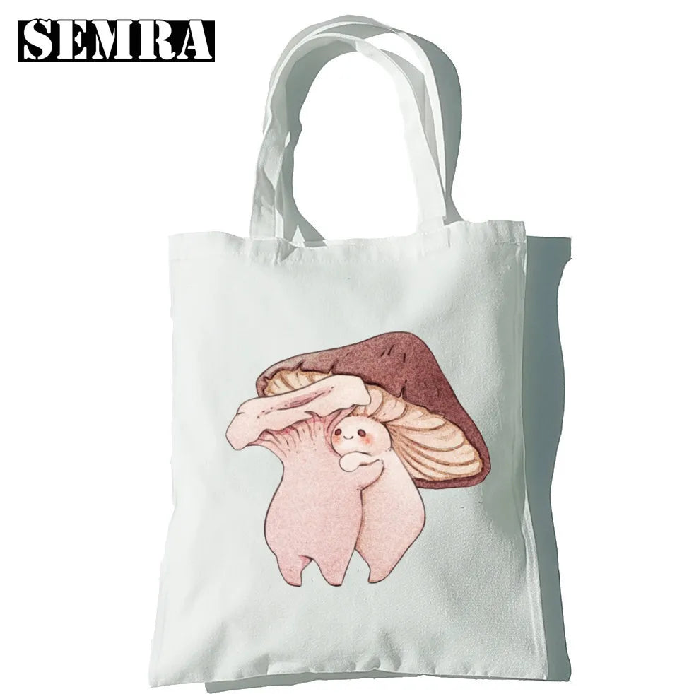 Mushroom Herbology Classic Women Canvas Tote Bag Large Capacity
