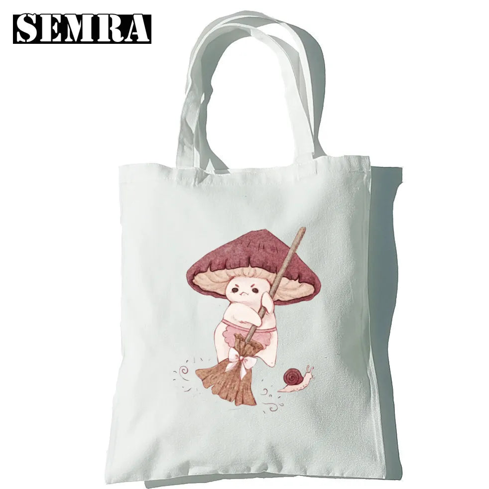 Mushroom Herbology Classic Women Canvas Tote Bag Large Capacity