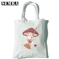 Mushroom Herbology Classic Women Canvas Tote Bag Large Capacity