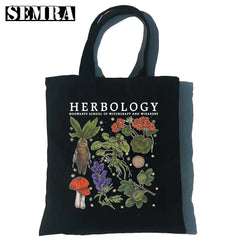 Mushroom Herbology Classic Women Canvas Tote Bag Large Capacity