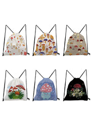Mushroom Sister Print Backpack Drawstring Bags Large Capacity Shoe Bag